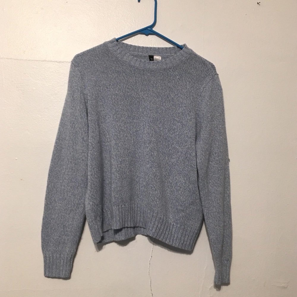 H&M Divided Knit Sweater Scoop Neck Light Blue & White Size Médium - Picture 3 of 13